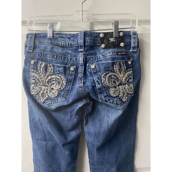 Miss Me Jeans Size 28 Blue Bling Western Rockabilly JP5748b Bootcut Low Rise - Picture 2 of 11